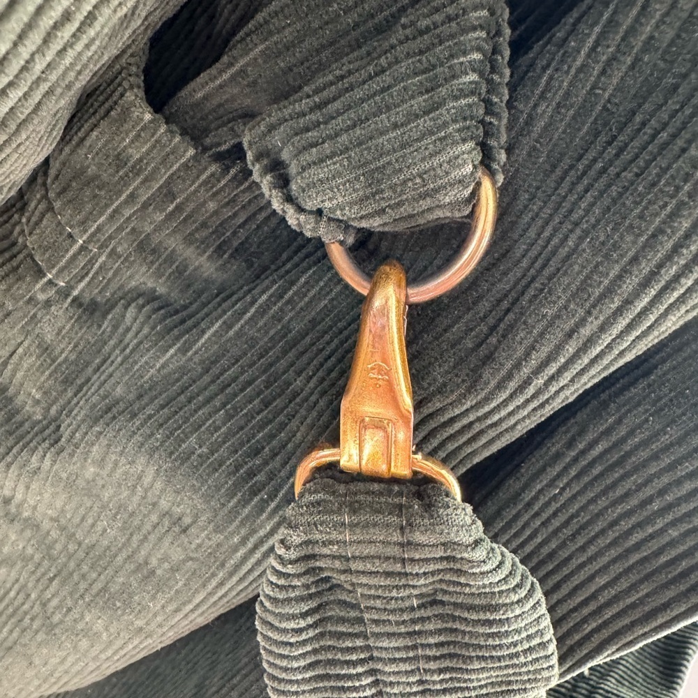 Vintage Olive Green Corduroy Utility Jacket Brass Buttons Retro Chic Earthy - Picture 6 of 12